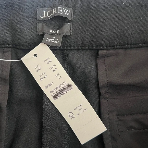 NEW J. Crew Women's Kate Pants Cotton Stretch Black Size 14 - Picture 5 of 6